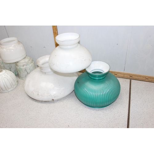 252 - 7 assorted vintage glass lamp and oil lamp shades