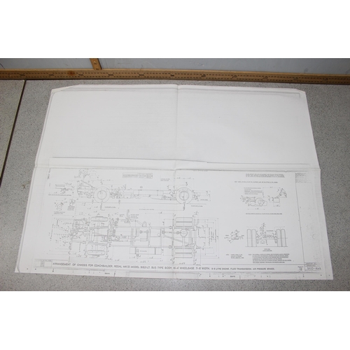 582 - Qty of vintage bus timetables and technical drawings of bus design & layout