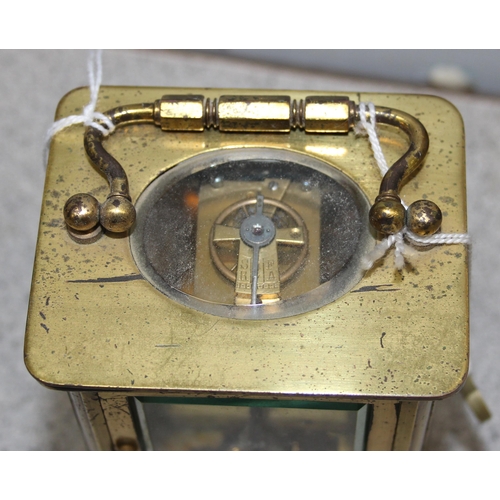 1339 - Vintage brass cased carriage clock with key