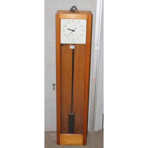 1344 - The Gents of Leicester Pul-syn-etic mid century long cased factory master clock