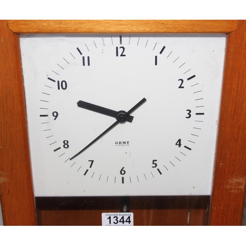 1344 - The Gents of Leicester Pul-syn-etic mid century long cased factory master clock