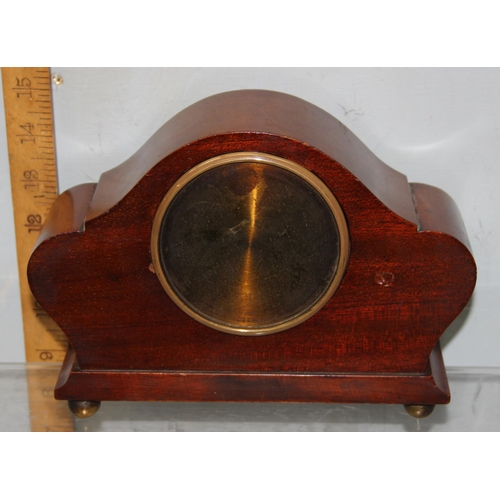 1349 - An Edwardian mantel clock in Sheraton style inlaid case