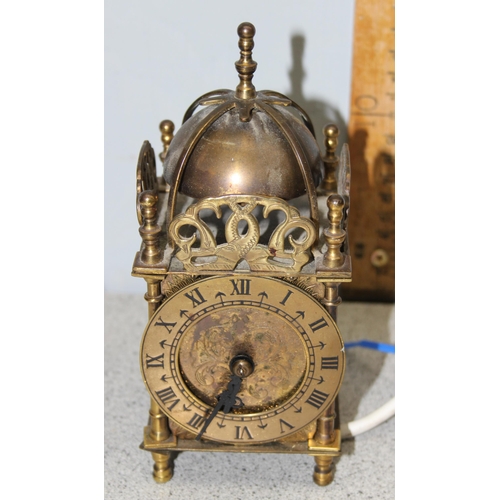 1350 - A small vintage Smiths electric lantern style clock and a wooden cased wall clock (2)