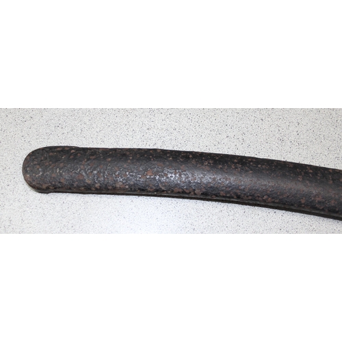 1419 - A 1796 pattern cavalry sabre sword and sheath, blade with partial marks, approx 100cm long in total