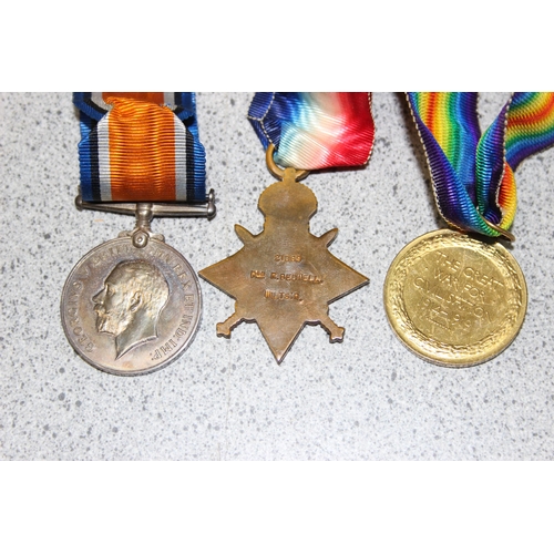 1426 - WW1 medal trio and death plaque to 21096 Pte  R. Bedwell Wiltshire Regiment, complete with a large q... 