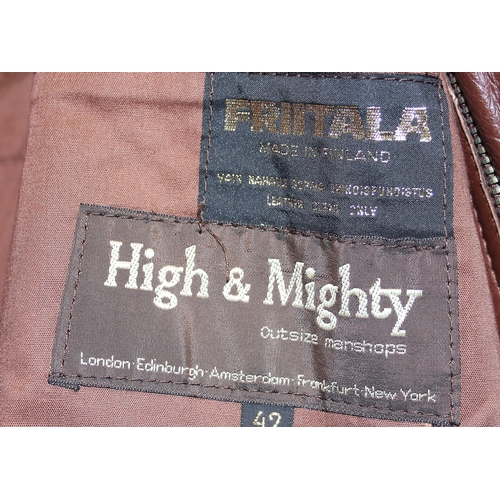 207 - Friitala of Finland retro brown leather jacket, size 42