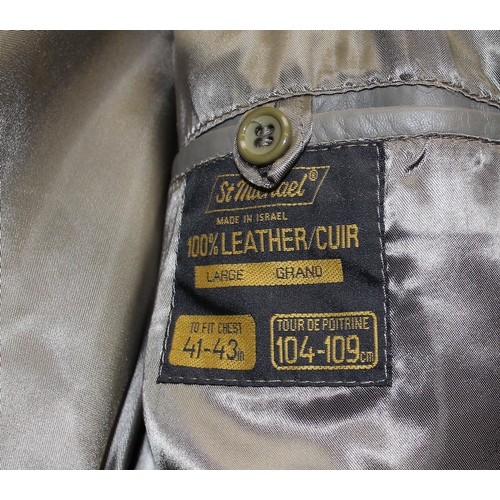 209 - 3 retro leather jackets to include a Camel black leather size 50, St Michaels grey leather size 41-4... 