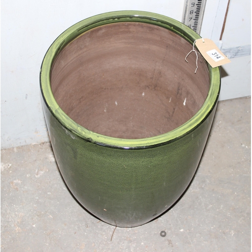314 - Large green glazed garden pot