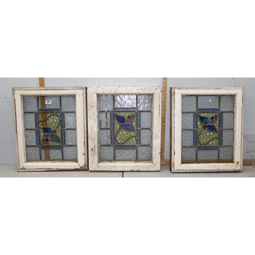 387 - 3 early 20th century stained glass windows