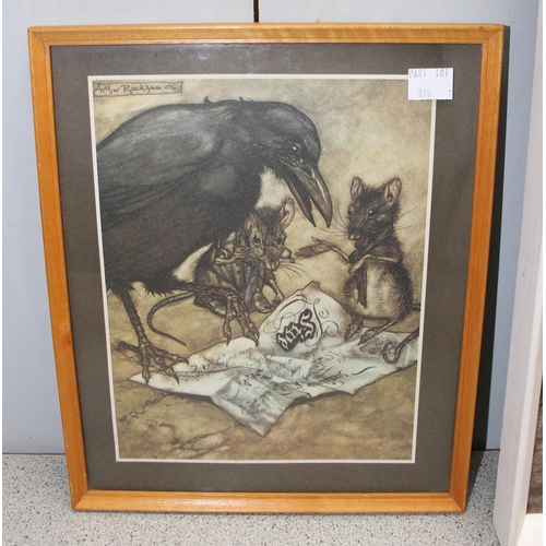 390 - Vintage print of a cave painting and another vintage print after Arthur Rackham