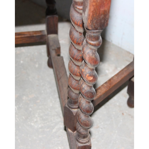 111 - Antique oak drop leaf table with barleytwist legs