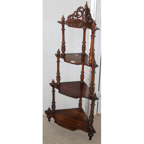 116 - An antique mahogany whatnot with fretwork details, approx 130cm tall