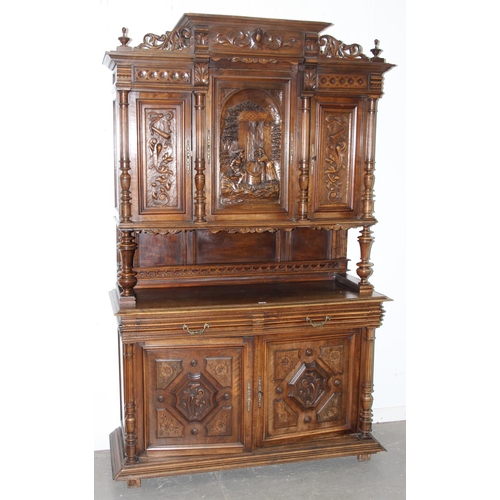 119 - A 19th Continental likely German hall cabinet of Danziger Schapp type, with profusely carved details... 