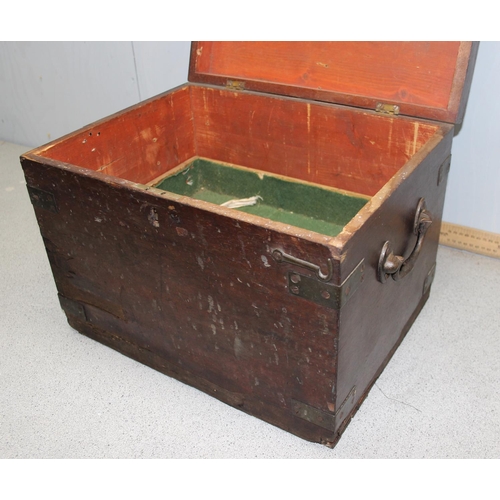 121 - A 19th century brass bound silver chest with wrought iron handles, approx 44cm wide