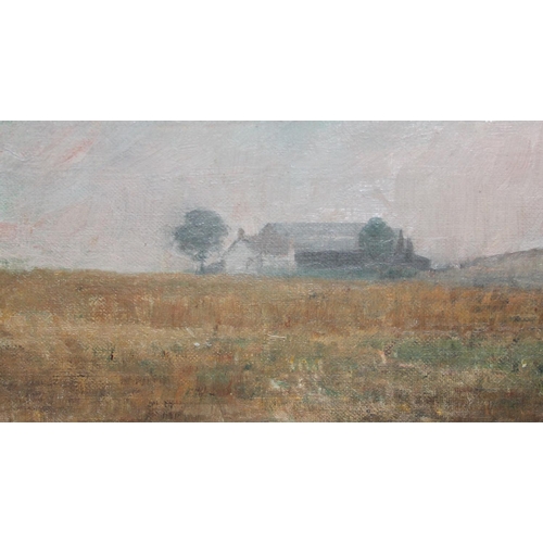 397 - Attributed to John Francis Murphy, American (1853-1921), oil on canvas landscape with plough, in ant... 