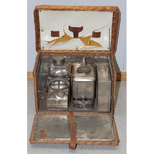 765 - An early 20th century motoring picnic set in wicker hamper