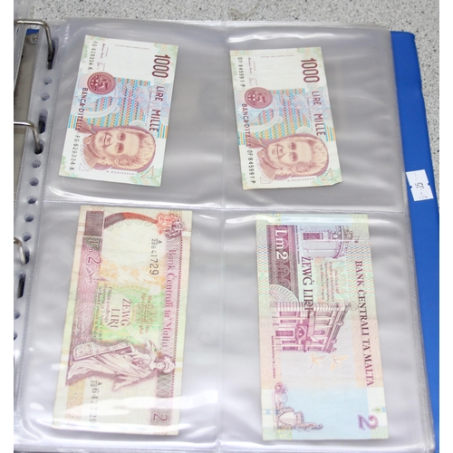 1278 - Folder of mixed world and UK banknotes