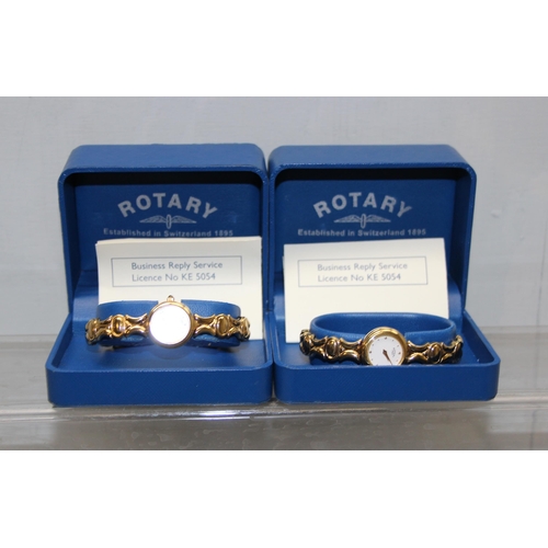 1329 - 2 ladies gold plated Rotary watches, both in boxes