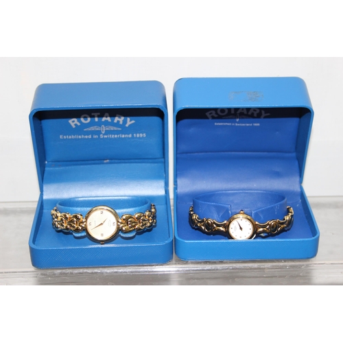 1331 - 2 ladies gold plated Rotary watches, both in boxes