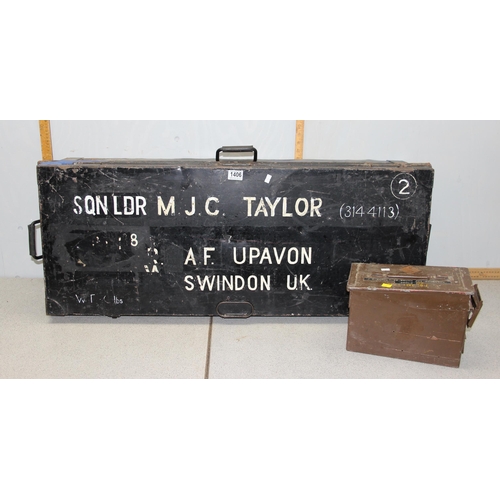 1406 - A large c.WW2 period metal trunk named to Squadron Leader M.J.C. Taylor (3144113), Upavon Swindon an... 