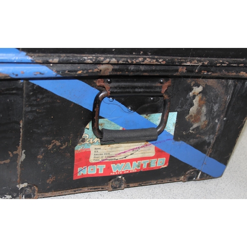 1406 - A large c.WW2 period metal trunk named to Squadron Leader M.J.C. Taylor (3144113), Upavon Swindon an... 