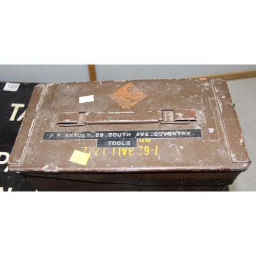 1406 - A large c.WW2 period metal trunk named to Squadron Leader M.J.C. Taylor (3144113), Upavon Swindon an... 