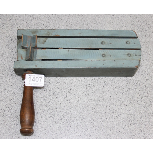 1407 - 1941 dated grey painted wooden ARP gas rattle