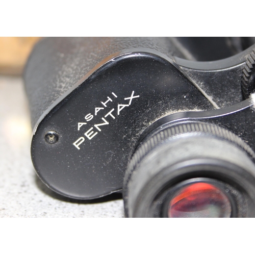 1408 - A pair of Barr & Stroud military binoculars & a pair of Ashai Pentax