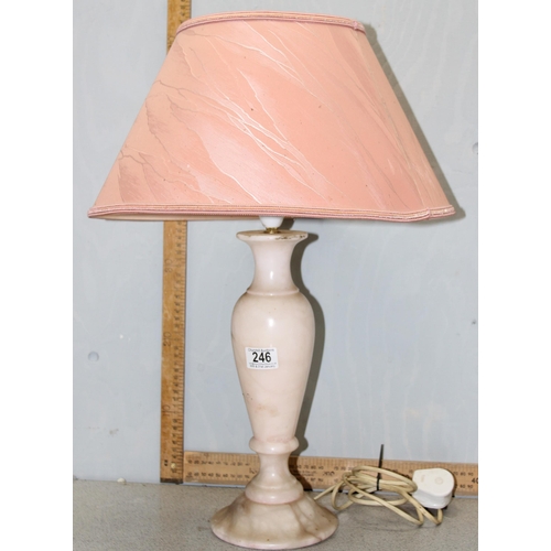 246 - A turned alabaster table lamp