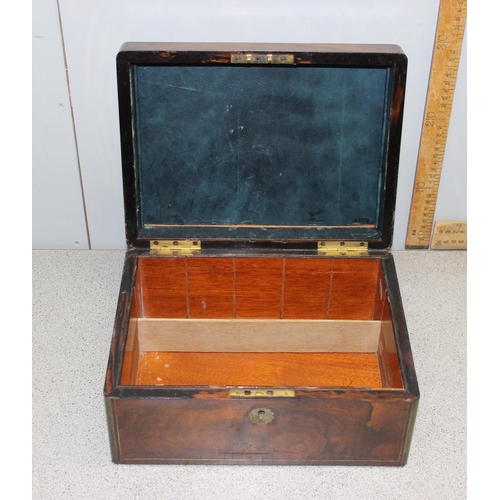 265 - Antique mahogany box with brass inlay