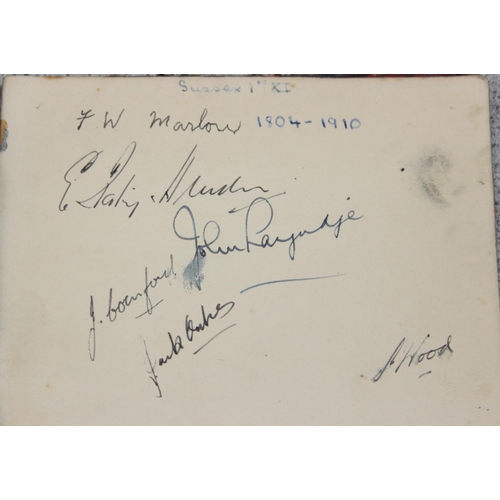 550 - A 20th century autograph album and contents to inc Louis Armstrong, Alec Bedser, Len Hutton, Errol F... 