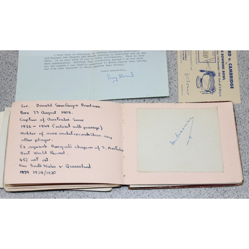 550 - A 20th century autograph album and contents to inc Louis Armstrong, Alec Bedser, Len Hutton, Errol F... 