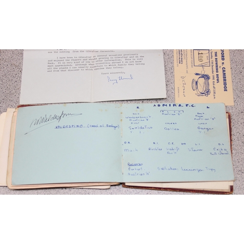 550 - A 20th century autograph album and contents to inc Louis Armstrong, Alec Bedser, Len Hutton, Errol F... 