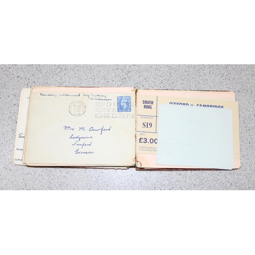 550 - A 20th century autograph album and contents to inc Louis Armstrong, Alec Bedser, Len Hutton, Errol F... 