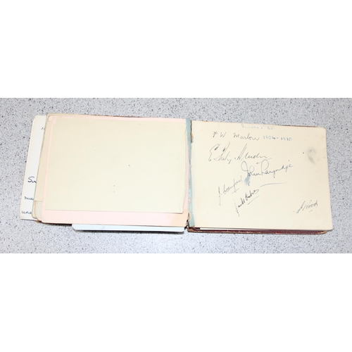 550 - A 20th century autograph album and contents to inc Louis Armstrong, Alec Bedser, Len Hutton, Errol F... 