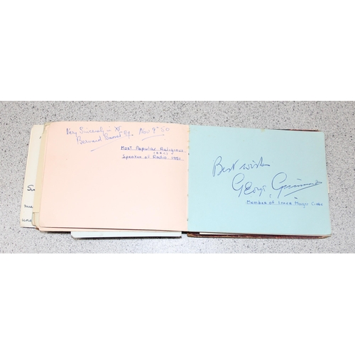 550 - A 20th century autograph album and contents to inc Louis Armstrong, Alec Bedser, Len Hutton, Errol F... 