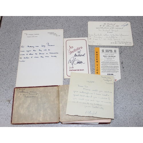 550 - A 20th century autograph album and contents to inc Louis Armstrong, Alec Bedser, Len Hutton, Errol F... 