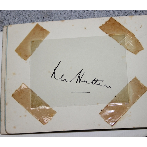 550 - A 20th century autograph album and contents to inc Louis Armstrong, Alec Bedser, Len Hutton, Errol F... 