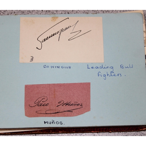 550 - A 20th century autograph album and contents to inc Louis Armstrong, Alec Bedser, Len Hutton, Errol F... 