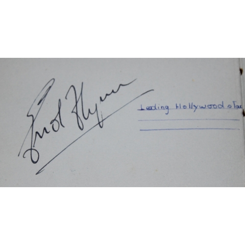 550 - A 20th century autograph album and contents to inc Louis Armstrong, Alec Bedser, Len Hutton, Errol F... 