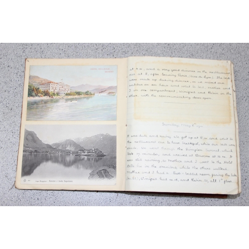 551 - An early 20th century travel diary of a trip to Europe to inc Italy and Switzerland, dated 1910