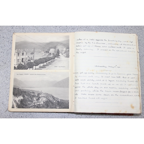 551 - An early 20th century travel diary of a trip to Europe to inc Italy and Switzerland, dated 1910