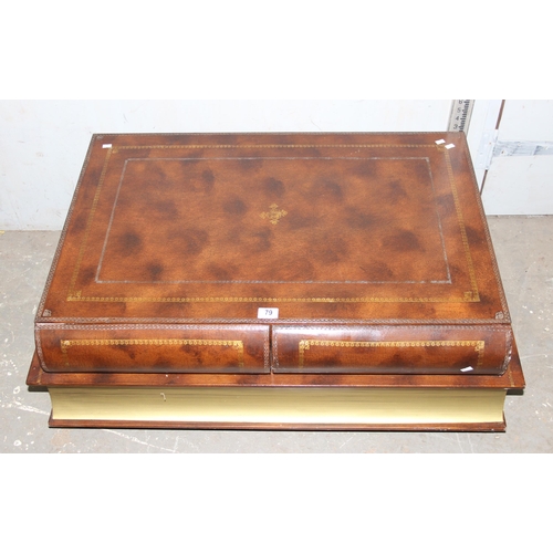 79 - A 20th century coffee table formed as 2 large books, with 2 drawers, approx 100cm wide