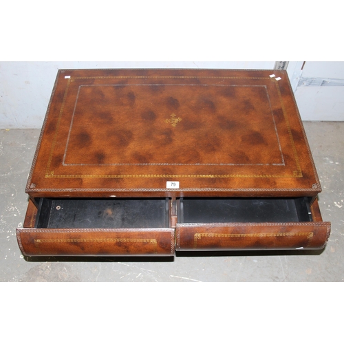 79 - A 20th century coffee table formed as 2 large books, with 2 drawers, approx 100cm wide