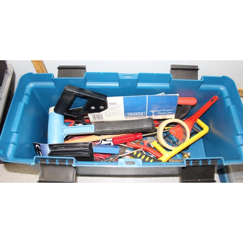 858 - 2 tool boxes with contents and a Ryobi jigsaw in box