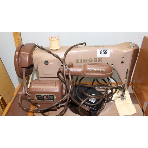 859 - Singer 201k heavy duty sewing machine in case