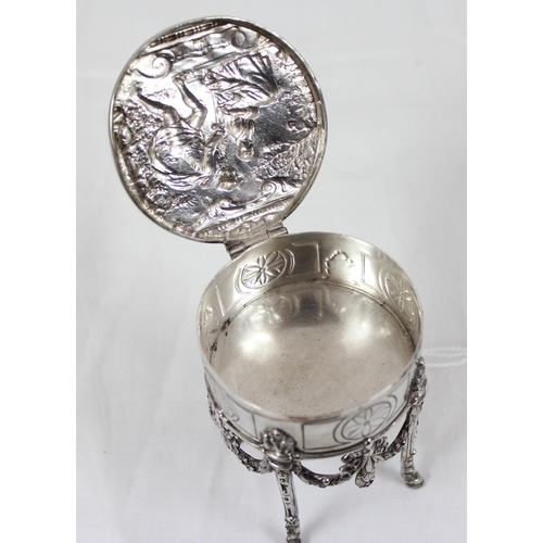 1033 - A continental silver trinket box formed as a miniature table, indistinctly marked but possibly Dutch... 