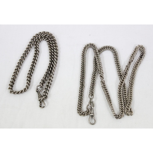 1101 - 9 assorted silver plated Albert & muff chains etc, some silver plated