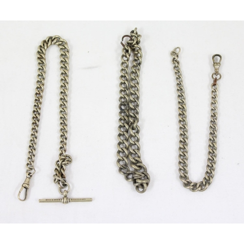 1101 - 9 assorted silver plated Albert & muff chains etc, some silver plated