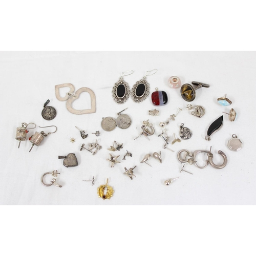 1107 - Qty of assorted silver pendants, earrings etc, all XRF tested silver, approx 68.78g gross